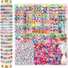 2300pcs Clay Beads Bracelet Making Kit, 24 Style Cute Fun Beads for Friendship Bracelets Letter Beads Charms Kit for Jewelry Making DIY Arts and Crafts Birthday Gifts Toys for Kids
