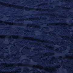 Versailles Burn Out Stretch Velvet Fabric Navy