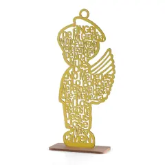 12pcs Wood Religious Centerpiece Cross Angel Boy w/ Stand Gold