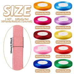 10Rolls 500 Yards Organza Ribbon Roll 3/8" Wide Fabric Sheer Ribbon Trim Cord in Bulk Mixed Color for Gift Wrapping Hair Bows Crafts Christmas Party Decor Jewelry Making