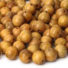 00pcs 8mm Natural Sandalwood Round Beads Gorgeous Craft Handmade Polished Spacer Mala Pray Beads with Elastic Cord for Bracelets DIY Rosary Tasbih Jewelry Making