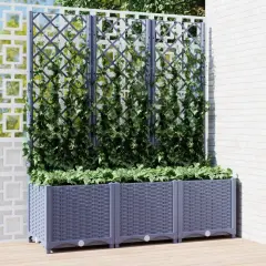 vidaXL Garden Planter with Trellis Dark Gray 47.2x15.7x53.5 PP