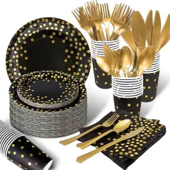 175PCS Black and Gold Party Supplies