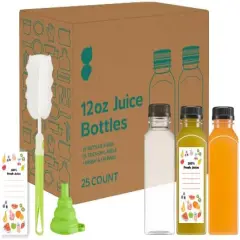 12 oz. - 25 Count Reusable Plastic Juice Bottles With Caps