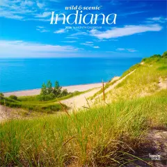 Indiana Wild & Scenic | 2026 12 x 24 Inch (Hanging) Monthly Square Wall Calendar | Plastic-Free