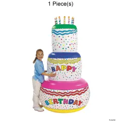 Jumbo Inflatable Vinyl Confetti Happy Birthday Cake 37" x 6 Ft