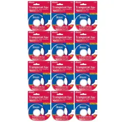 Transparent Tape with Dispenser, 3/4" x 1296", Pack of 12