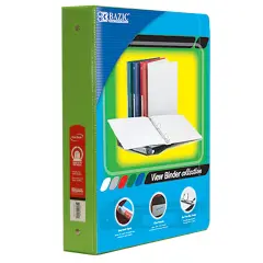 3-Ring View Binder with 2 Pockets, 1.5", Lime Geen