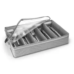 Sorbus Flatware & Utensil Storage - Fabric Chest Box for Storage and Organizing Utensils, Silverware, Flatware, and Cutlery Gray