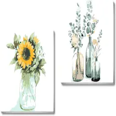 2 Pack Framed Paint by Numbers Kit,Easy DIY Acrylic Flower Watercolor Paint by Numbers Kits on Canvas,Paint by Number for Adults Beginners for Home Wall Decor