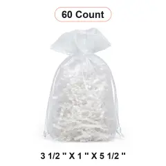 Flat Bottom Organza Bags 3 1/2'' x 1'' x 5 1/2'' for Gift Wrapping White