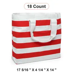 Durable Stripe Canvas Tote 17 5/16 '' x 4 1/4 '' x 14 '' with Spacious Design