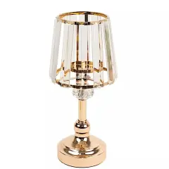 2 Gold Metal Votive CANDLE HOLDERS Clear Crystal Glass Lamp Shade Party Events