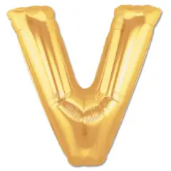 LETTER V FOIL BALLOON Metallic Gold