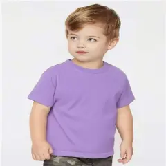 Rabbit Skins &reg; Toddler Girls' Ruffle Neck Fine Jersey Crewneck Short Sleeve Tee Lavender