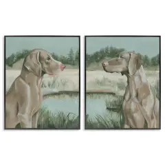 Stupell Industries Weimaraner Dog by Marsh 2 pc Framed Giclee Wall Art Set Design by Grace Popp