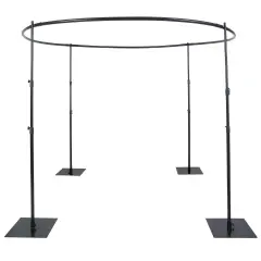 10 ft Black Adjustable 4 Post Round Wedding Arch Stand Backdrop Canopy Party