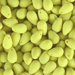 John Bead 114pcs 6x9mm Czech Glass White Alabaster Velvet Drop Bead Strands Soft Yellow