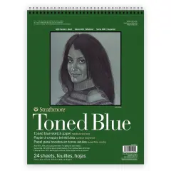 Strathmore 400 Series Toned Blue Sketch Pad 11"X14"-Wire Bound, 24 Sheets