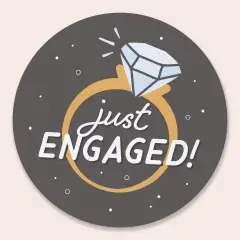 Big Dot of Happiness 25 Ct Just Engaged Drink Coasters, 4-Inch Disposable Round Paper Coasters for Engagement Party, Table Decor for Bar Drinks