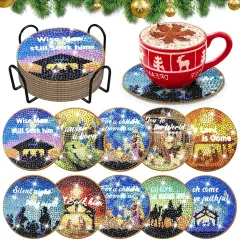 10 Pcs Christianity Christmas Nativity Scene Diamond Art Coasters Kits