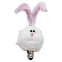 White Silicone Bunny Bulb, 3W Candelabra Light with Bead Eyes