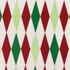 White-Red-Multi Diamond Printed Stretch Cotton Twill Sateen Woven Fabric By the Yard