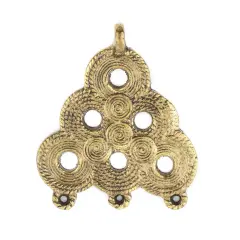 The Bead Chest Brass Baule Beehive Connector Pendant (54x47mm): African Tribal Metal Pendant for DIY Jewelry and Necklace