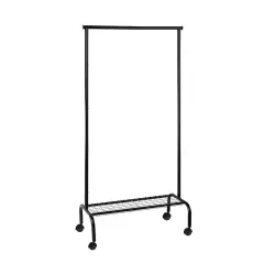 Heavy-Duty Metal Clothing Rack with Shelf Black