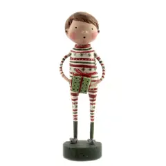 Lori Mitchell 6.5 Inch Joey's Christmas Jammies Christmas Figurine , Lightweight Christmas Decor Mouse Slippers Christmas Red