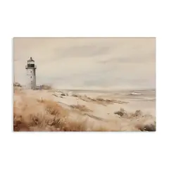 Stupell Industries Distant Lighthouse in Neutral Tones Canvas Design by Arlington Prints
