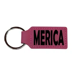 Keychain - Rectangle - Merica - Leather Pink/Black