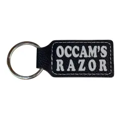 Keychain - Rectangle - Occams Razor - Leather Black/Silver