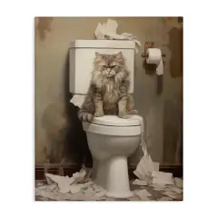 Stupell Industries Cat & Torn Toilet Paper Canvas Design by Arlington Prints