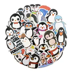 Wrapables Waterproof Vinyl Stickers for Water Bottles, Laptop, Phones, Skateboards, Decals for Teens, 100pcs, Penguin Fun
