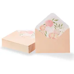 A1 Invitation Envelopes, Peach with Floral Lining (3.6 x 5.1 In, 50 Pack) Pink