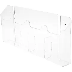 Plymor Clear Acrylic 4-Pocket Tri-Fold Brochure Literature Holder (Wall Mount), Fits Documents Up to 4" Wide