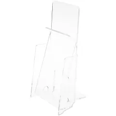 Plymor Clear Acrylic Pinch-Style Tri-Fold Brochure Literature Holder (Countertop), Fits Documents Up to 4" Wide