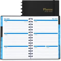 Daily Planner 2025-2026, 18 Month Planner with Tabs, Monthly Weekly Daily Planner 2025-2026, January 2025 - June 2026 Time Management Manual and Planner, 100GSM Thick Paper, A5 Size, Black