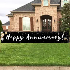 Happy Anniversary Decorations Banner - Black, 118"x20"