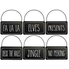 Black Rustic Christmas Ornaments 6ct Farmhouse Tree Decor Set