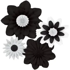 Black and White Paper Flowers Premade Decorations