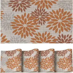 Floral Vinyl Placemats Set of 4(Orange)
