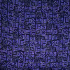 1 Yard Traditional Polynesian Tapa Pattern Cotton Fabric, 36" L x 45" W Purple / Black