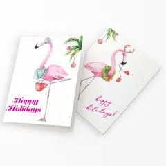 Pink Flamingo Christmas Greeting Cards Boxed Set &ndash; 24 Holiday Notecards with Envelopes, Happy Holidays Bulk Pack for Tropical-Themed Festivities