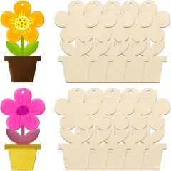 " Wood Flowers Crafts DIY Blank Unfinished Wooden Flowers Ornaments Crafts Coloring Wood Flowers for Crafts Wooden Arts Crafts for Home Art Painting Projects Hanging Decor(10PCS)