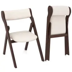 Set of 2 Folding Chairs with Comfy Padded Backrest and Seat-Brown