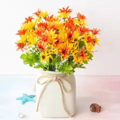 4pcs 18 Heads Artificial Daisy Flower Branch Home Wedding Party Decoration Orange