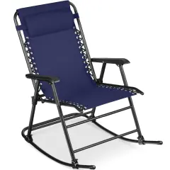 Best Choice Products Folding Outdoor Zero Gravity Rocking Lounge Chair w/ Headrest Pillow Blue