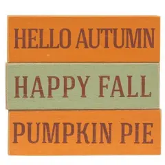 Wooden Skinny Mini Fall Blocks with Painted Finish and Seasonal Phrases 3 Asstd.
